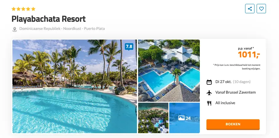 Boekingspagina D-reizen: Playabachata Resort in Puerto Plata, 10 dagen All Inclusive vanaf 1011 euro p.p.