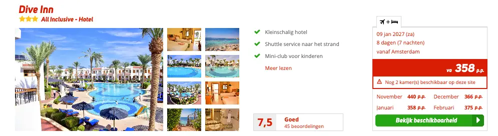 Boekingspagina Corendon: Dive Inn Resort vanaf 358 euro p.p.