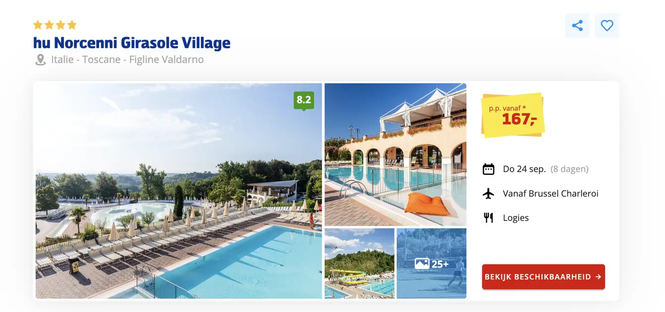 Prijsvrij screenshot HU Norcenni Girasole Village Toscane 8 dagen voor €167