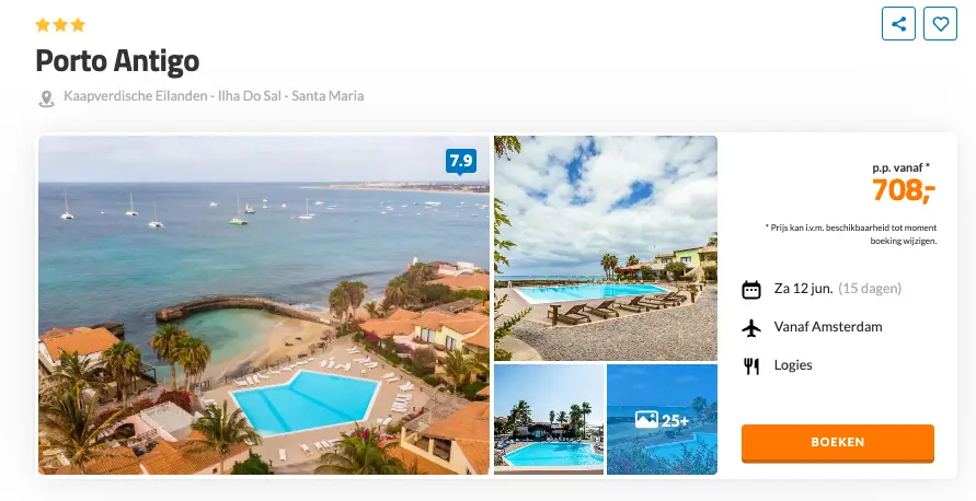 Boekingspagina D-reizen: Porto Antigo in Santa Maria op Sal, 15 dagen vanaf 708 euro p.p.