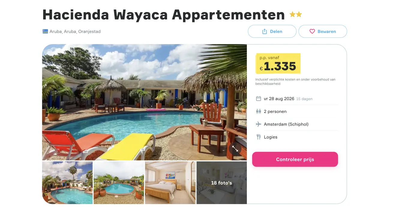 Boekingspagina Hacienda Wayaca Appartementen Aruba