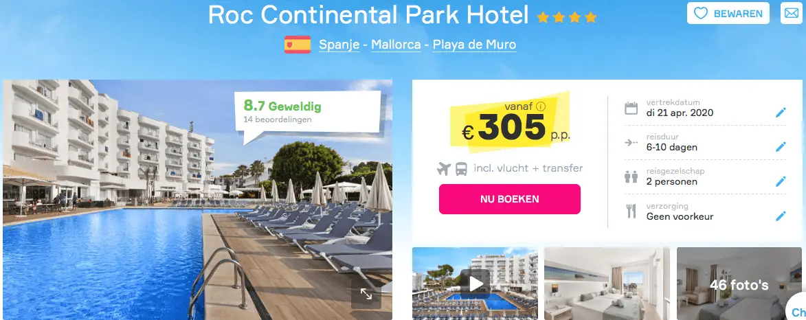 Roc-continental-park-hotel-playa-de-muro-mallorca-spanje-screenshot