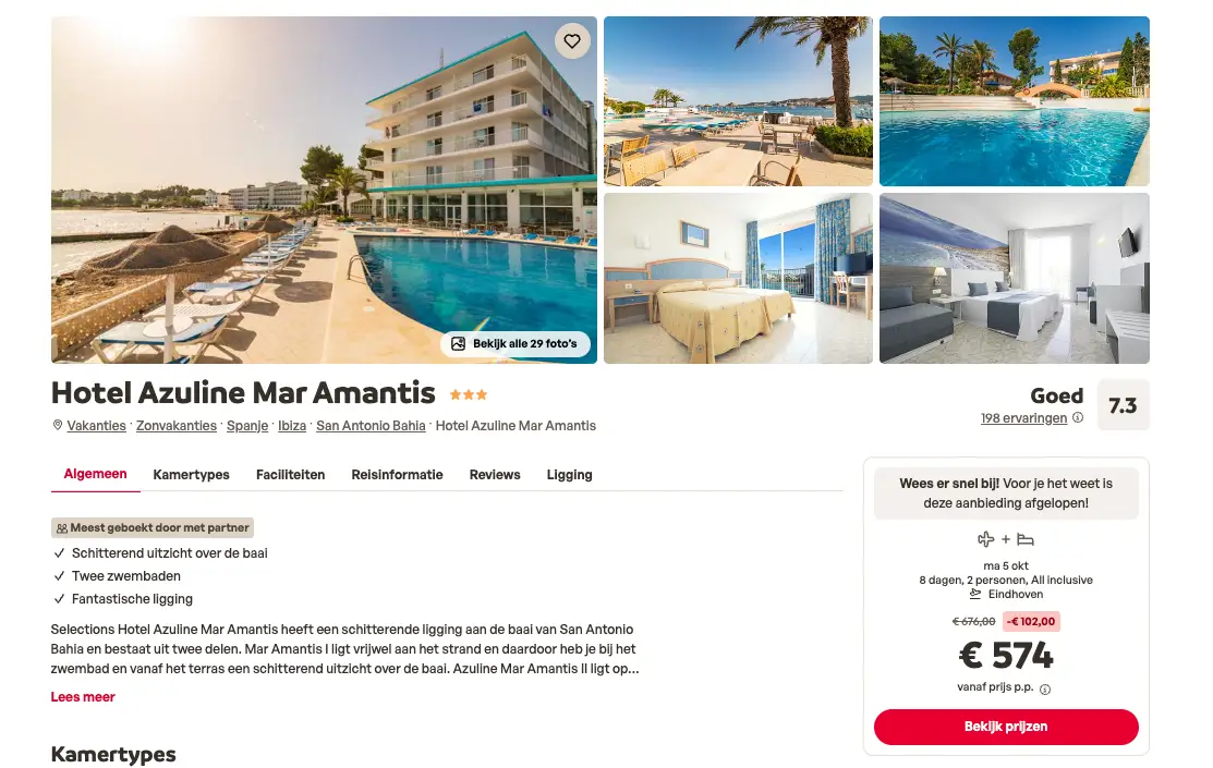 Boekingspagina Sunweb: Hotel Azuline Mar Amantis