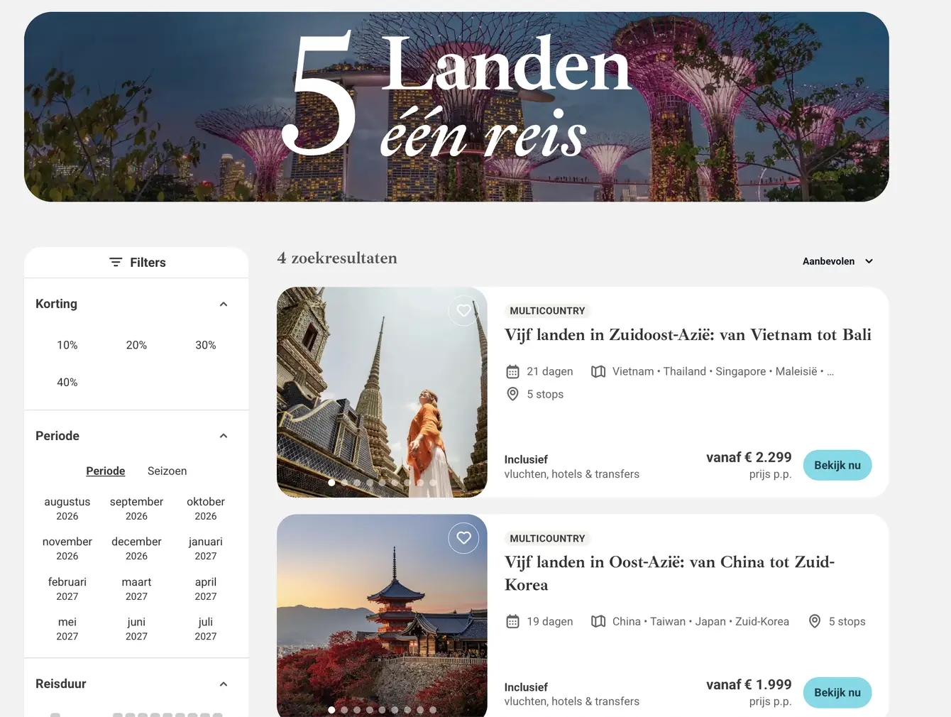 Journaway screenshot campagne 5 landen 1 reis Azië vanaf €1.999