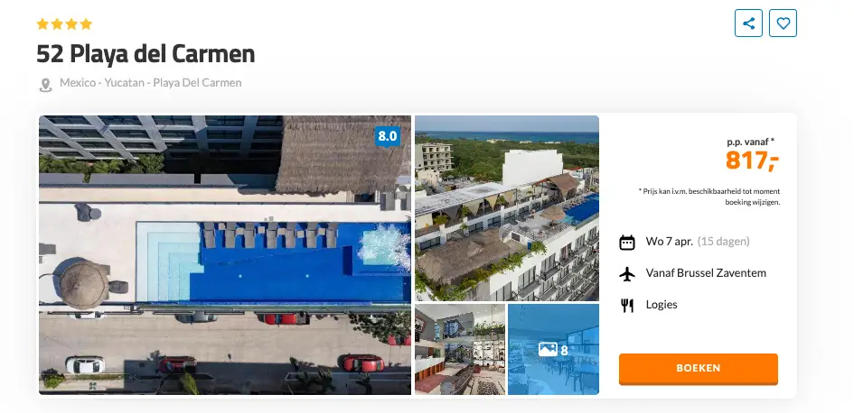 Boekingspagina D-reizen: 52 Playa del Carmen in Mexico, 15 dagen vanaf 817 euro p.p.