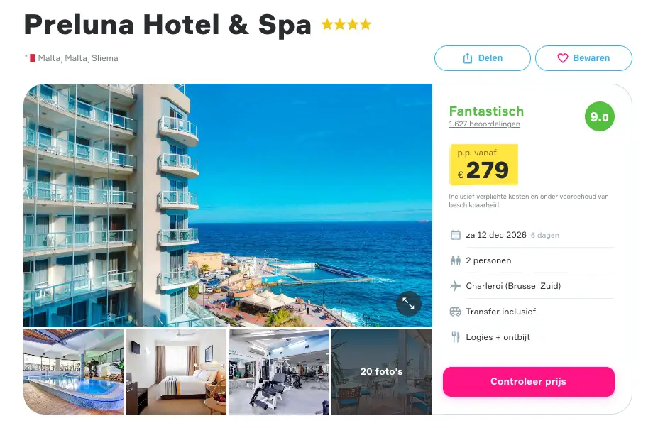 Boekingspagina dé VakantieDiscounter: Preluna Hotel & Spa 4-**** vanaf 279 euro p.p.