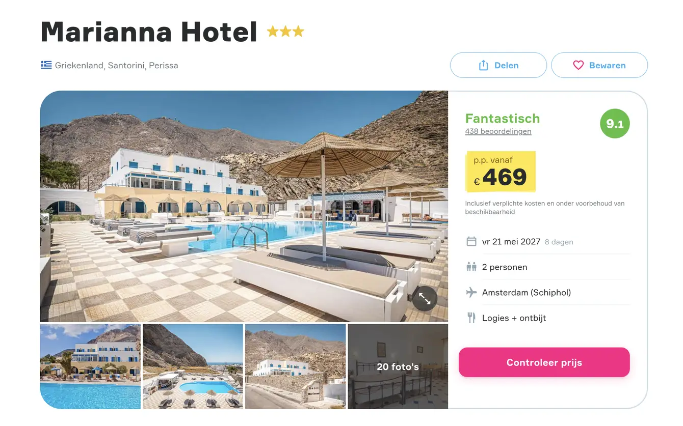 Boekingspagina Marianna Hotel op Vakantiediscounter