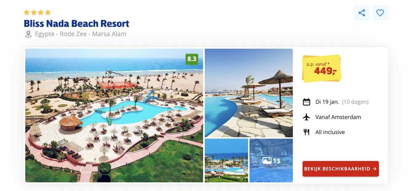 Prijsvrij screenshot Bliss Nada Beach Resort 10 dagen all inclusive voor €449 p.p.