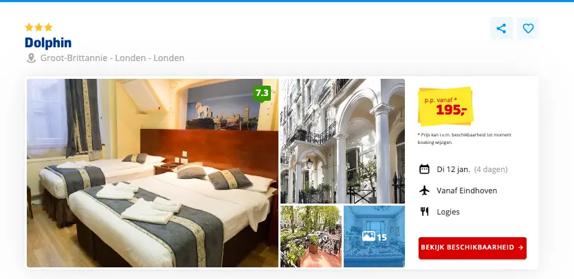 Boekingspagina Prijsvrij: hotel Dolphin in Londen, 4 dagen vanaf 195 euro p.p.