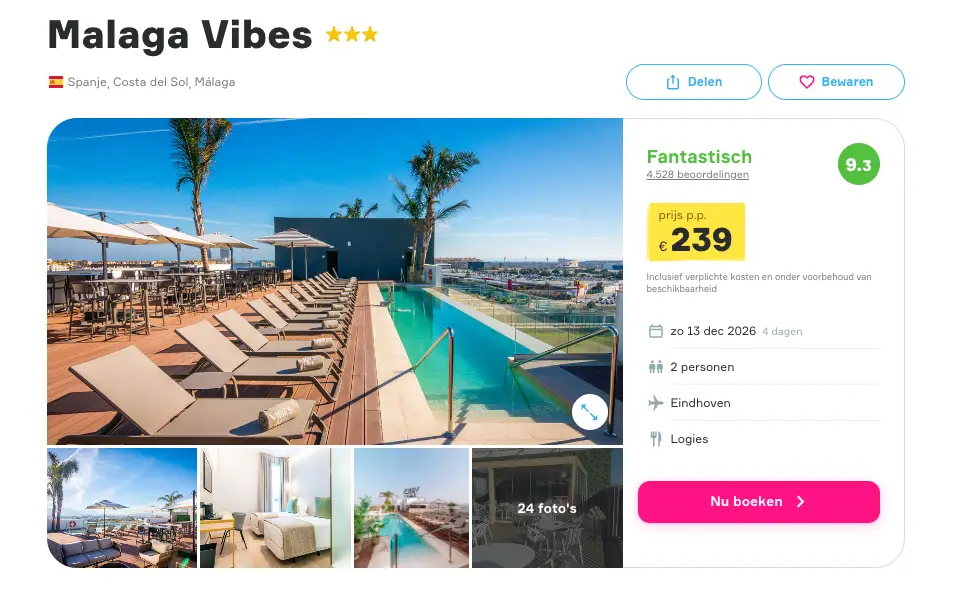Boekingspagina Vakantiediscounter: Malaga Vibes in Málaga, 4 dagen vanaf 239 euro p.p.