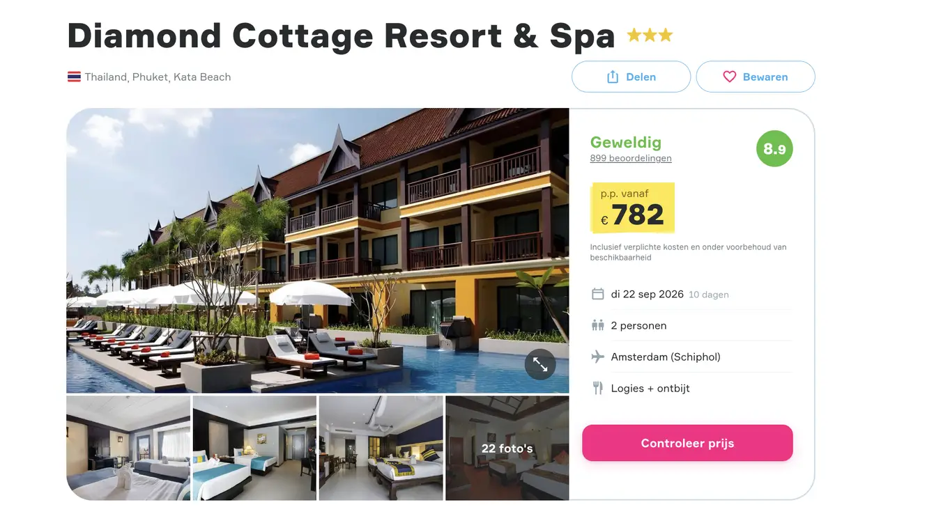 Boekingspagina Diamond Cottage Resort Spa op Vakantiediscounter