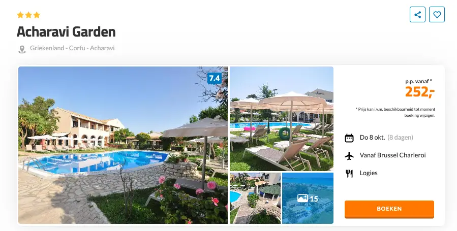 Boekingspagina D-reizen: Acharavi Garden