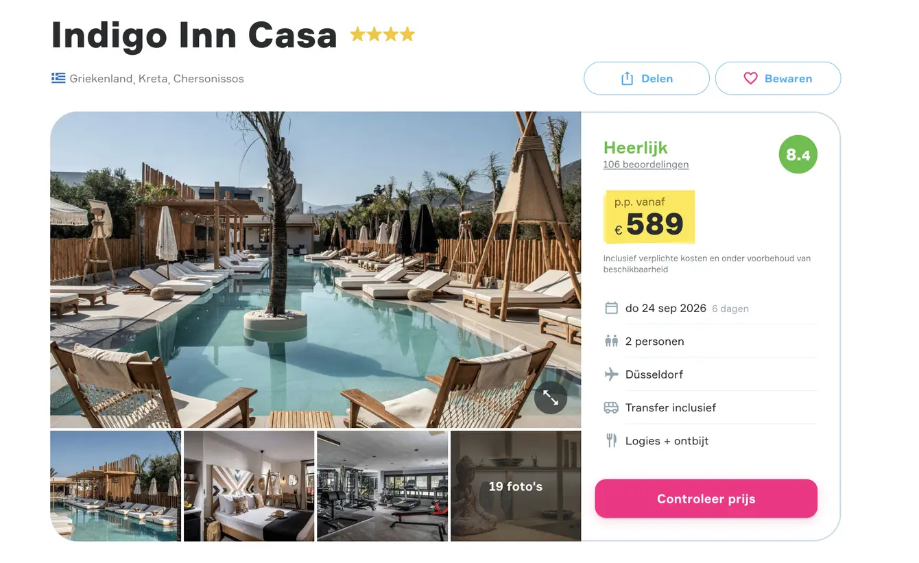 Boekingspagina Indigo Inn Casa Kreta bij Vakantiediscounter