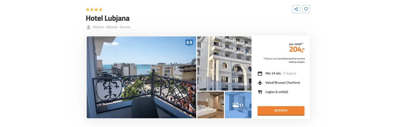 Boekingspagina Hotel Lubjana D-reizen