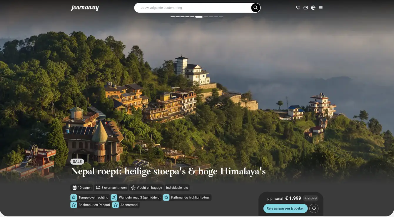 Journaway screenshot Nepal rondreis 10 dagen voor €1.999