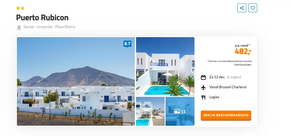 Boekingspagina D-reizen: Puerto Rubicon vanaf 482 euro p.p.