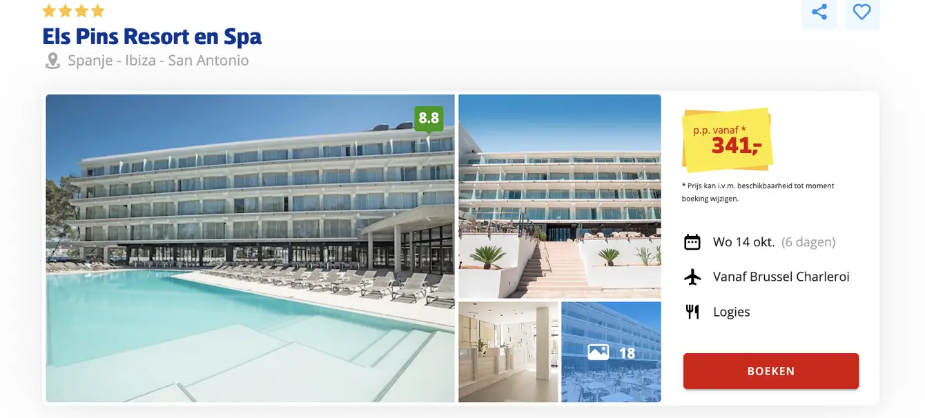 Prijsvrij screenshot Els Pins Resort en Spa Ibiza 6 dagen voor €341