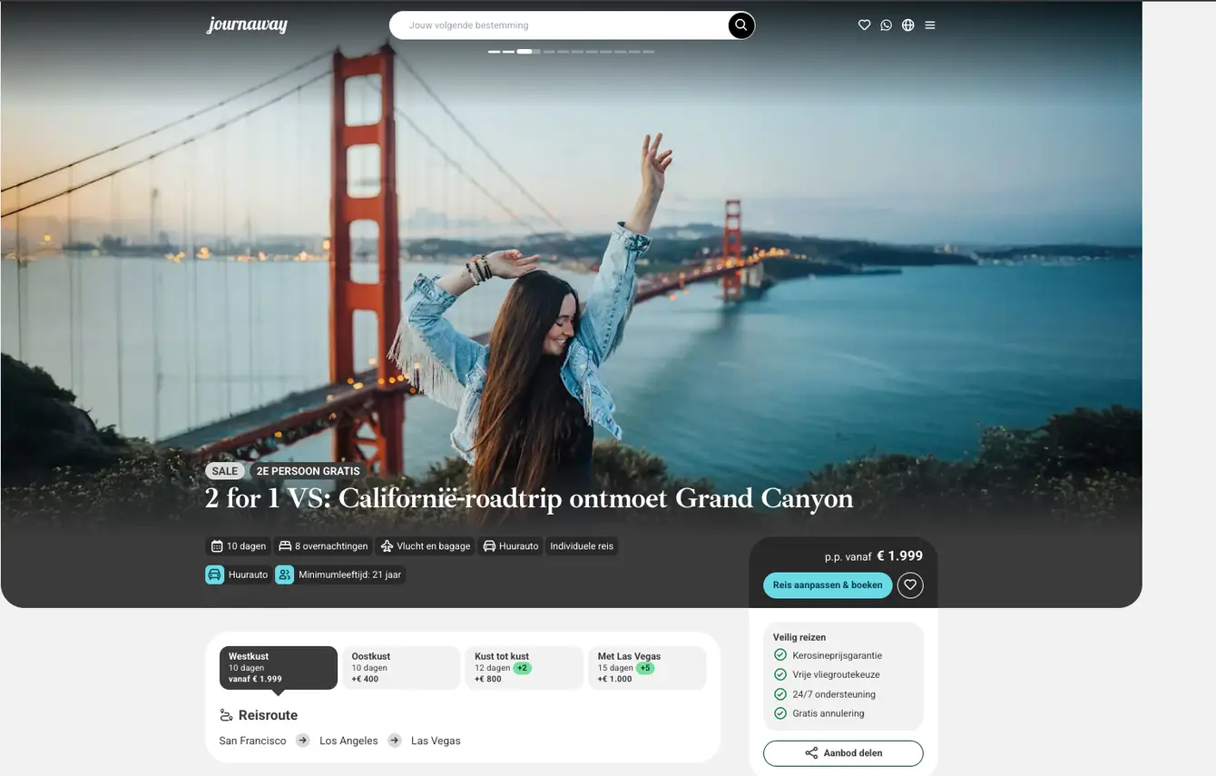 Journaway screenshot 2 voor 1 roadtrip Californie en Las Vegas 10 dagen