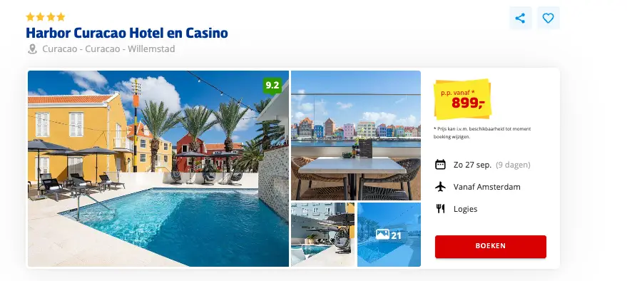 Boekingspagina Prijsvrij: Harbor Curaçao Hotel & Casino 4-**** vanaf 899 euro p.p.