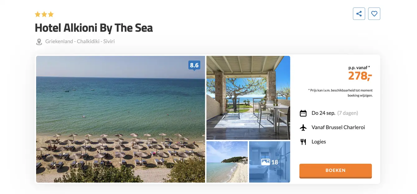Boekingspagina Hotel Alkioni By The Sea bij D-reizen