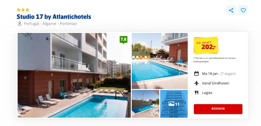 Boekingspagina Prijsvrij: Studio 17 by Atlantichotels in Portimao, 7 dagen vanaf 202 euro p.p.