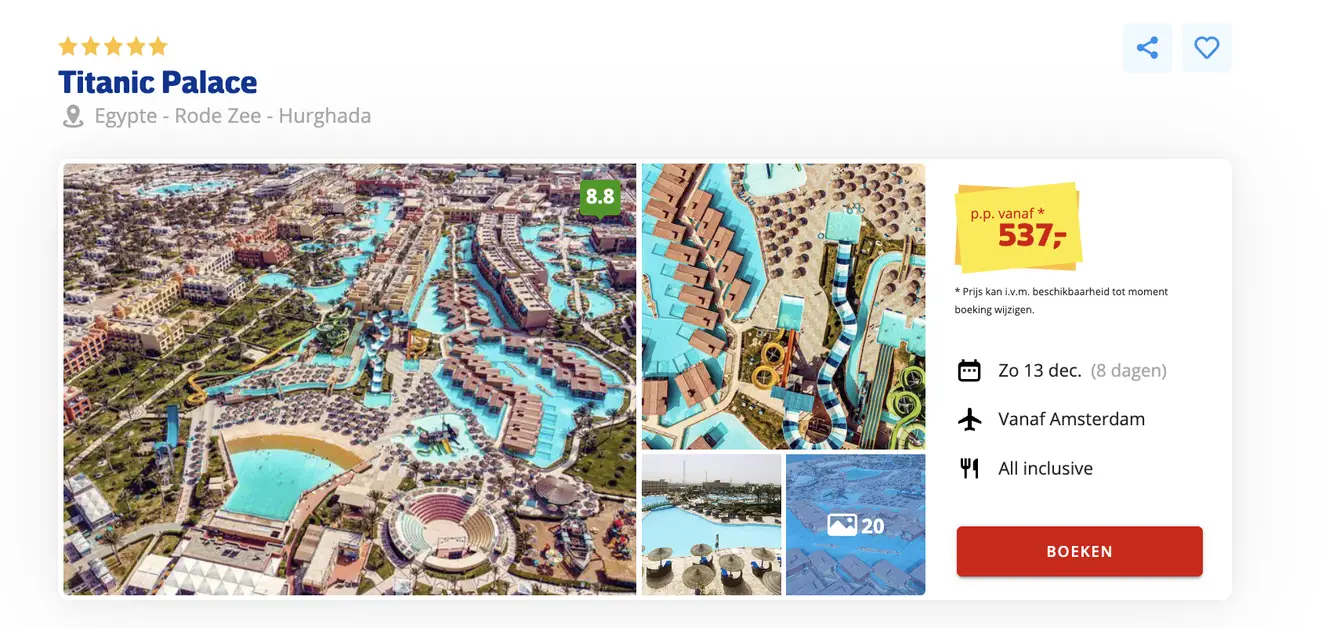 Boekingspagina Prijsvrij: Titanic Palace 5-***** vanaf 537 euro p.p.