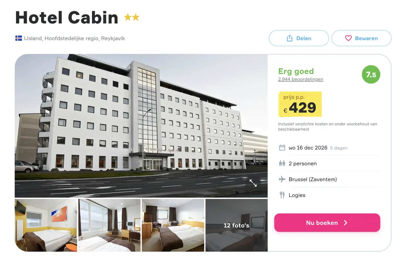 Boekingspagina dé VakantieDiscounter: Hotel Cabin vanaf 429 euro p.p.