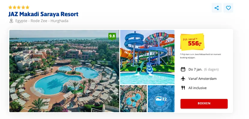 Boekingspagina Prijsvrij: JAZ Makadi Saraya Resort 5-***** vanaf 556 euro p.p.