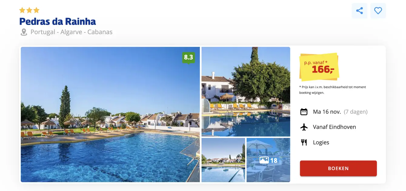 Boekingspagina Prijsvrij: Pedras da Rainha in Cabanas aan de Algarve, 7 dagen vanaf 166 euro p.p.