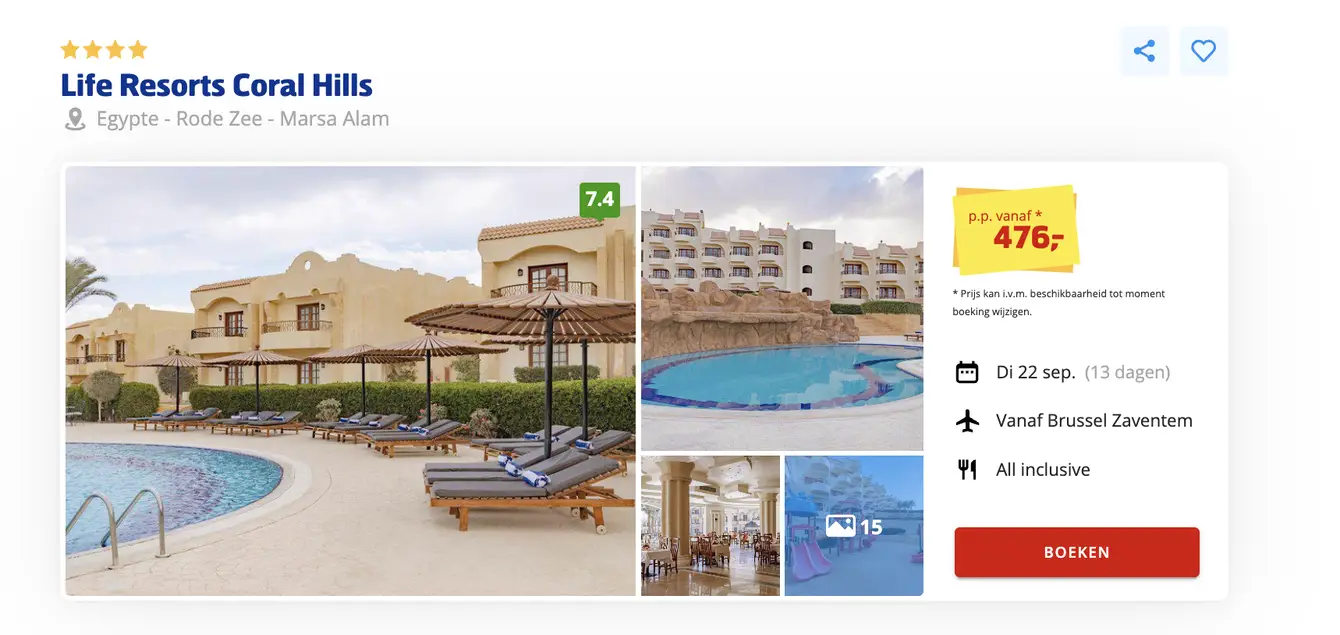 Boekingspagina Prijsvrij: Life Resorts Coral Hills in Marsa Alam, 13 dagen all-inclusive vanaf 476 euro p.p.