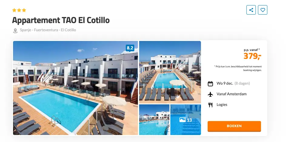 D-reizen screenshot Appartement TAO El Cotillo 8 dagen voor €379 p.p.