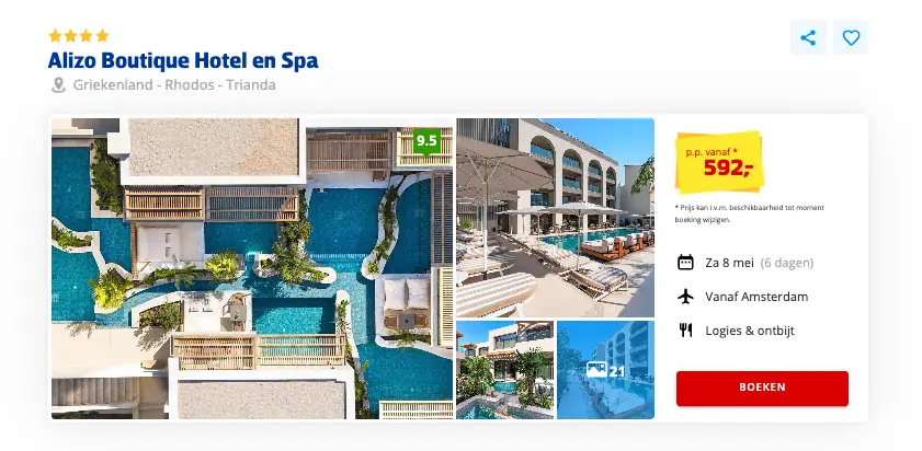 Prijsvrij screenshot Alizo Boutique Hotel en Spa Rhodos voor €592 p.p.