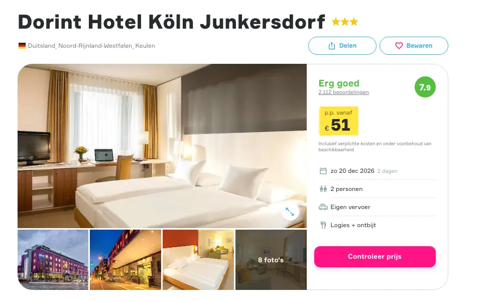 Boekingspagina Vakantiediscounter: Dorint Hotel Köln Junkersdorf, 2 dagen met ontbijt vanaf 51 euro p.p.