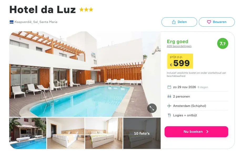 Boekingspagina dé VakantieDiscounter: Hotel da Luz