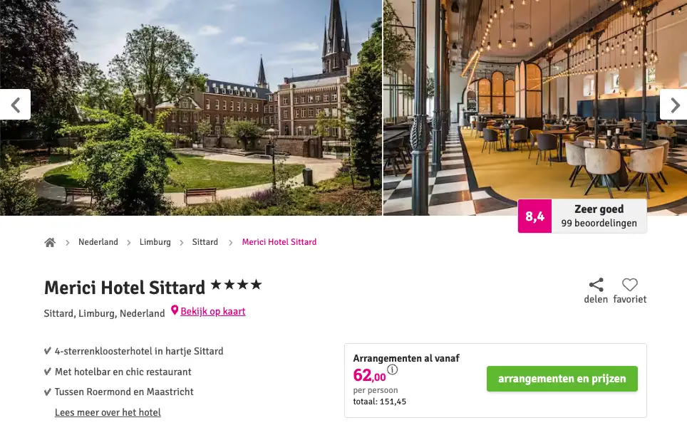 Boekingspagina Voordeeluitjes: Merici Hotel Sittard 4-****