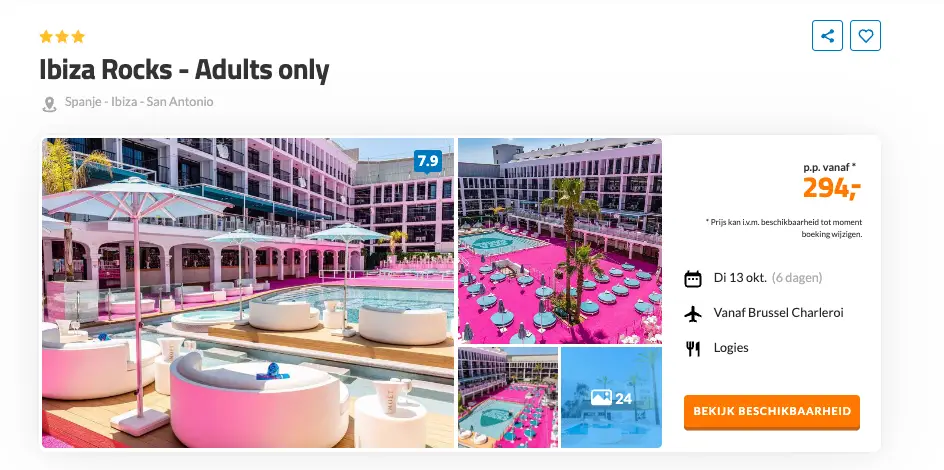 Boekingspagina D-reizen: Ibiza Rocks Adults Only in San Antonio, 6 dagen vanaf 294 euro p.p.