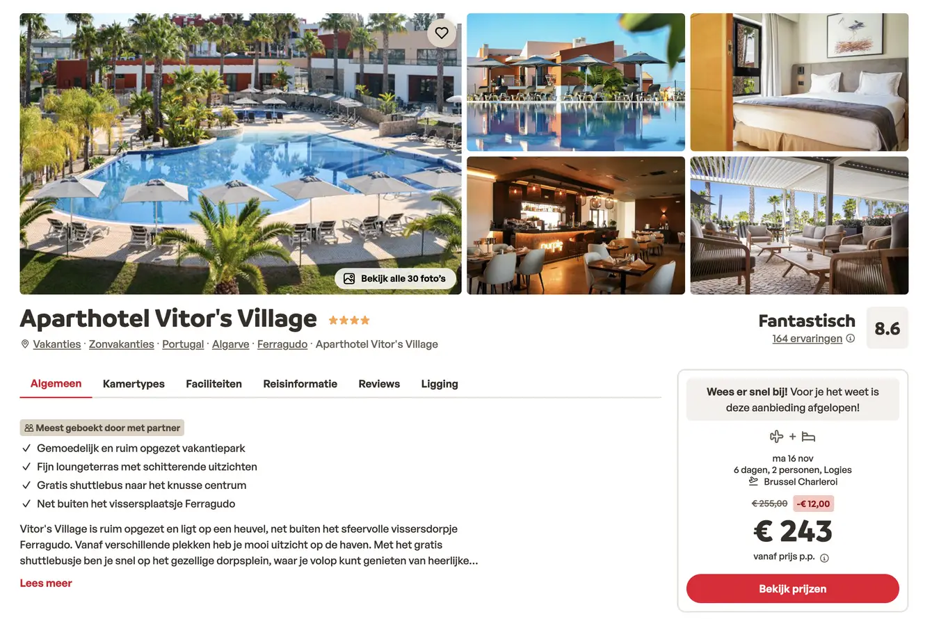 Boekingspagina Sunweb: Aparthotel Vitors Village aan de Algarve, 6 dagen vanaf 243 euro p.p.